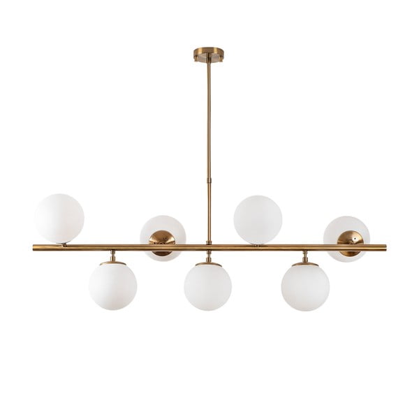 Lustră albă/alămie cu abajur din sticlă Fazli – Opviq lights