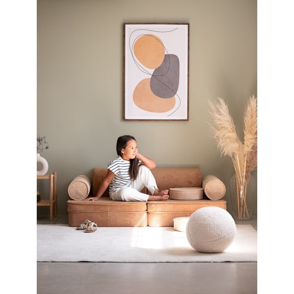 Canapea pentru copii maro cu tapițerie din catifea reiată  132 cm Settee – Wigiwama-image-3