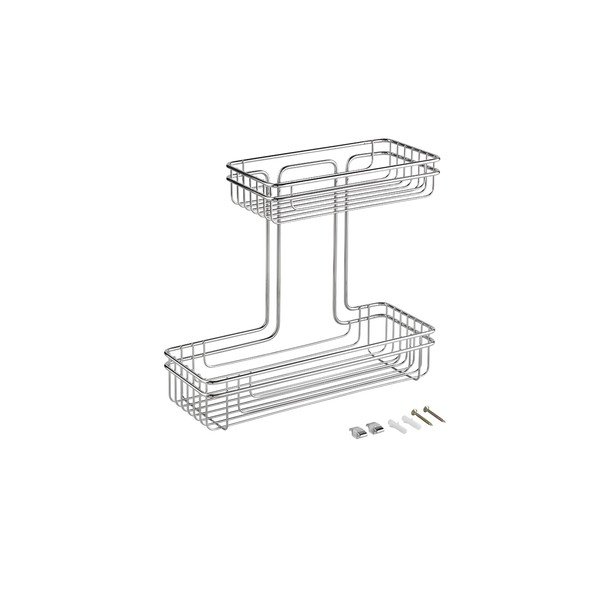Etajeră dreptunghiulară cu 2 nivele Metaltex Cuba, lungime 30 cm