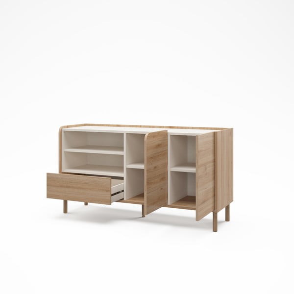 Comodă în culoare naturală cu aspect de lemn de stejar 141x75,5x44 cm Monza – Marckeric-image-2