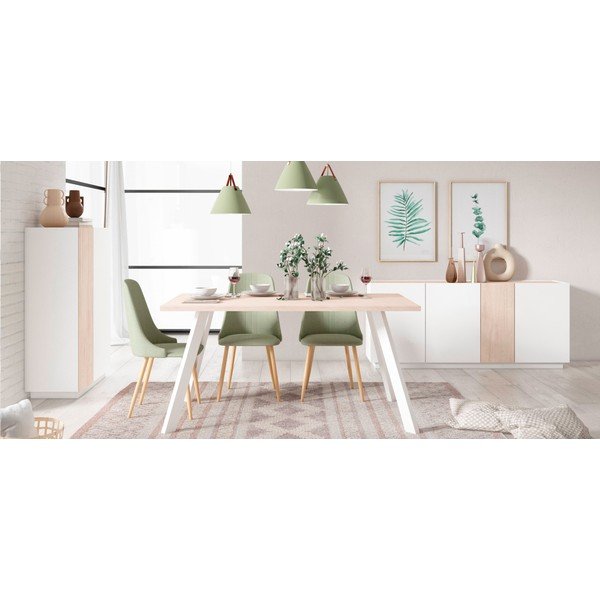 Comodă albă/în culoare naturală cu aspect de lemn de stejar 180x78 cm Udine – Marckeric-image-1