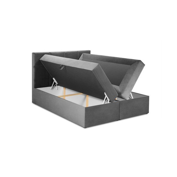 Pat boxspring 160x200 cm gri cu spațiu de depozitare Mimicry – Mazzini Beds-image-3