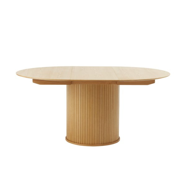 Masă de dining rotundă extensibilă cu aspect de lemn de stejar ø 120 cm Nola – Unique Furniture-image-3