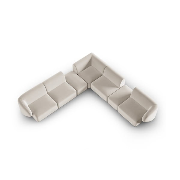 Colțar bej cu tapițerie din catifea Paolo – Milo Casa-image-1