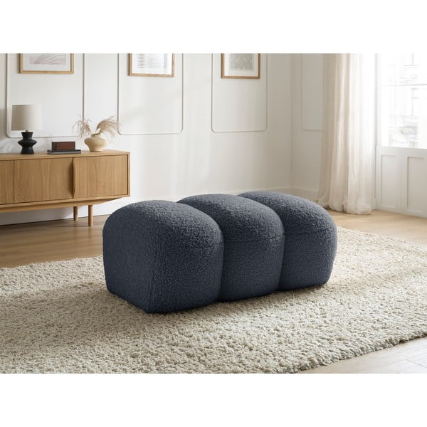 Taburet gri închis cu tapițerie din țesătură bouclé Hippolyte – Bobochic Paris-image-1