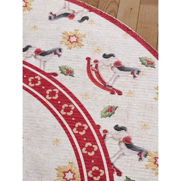 Covor roșu rotund ø 160 cm  cu model de Crăciun Toy's Delight Rocking Horse – Villeroy&Boch-image-3