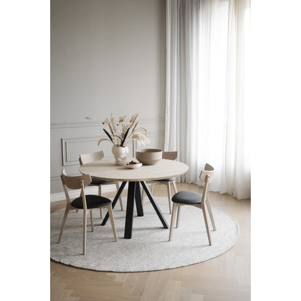 Masă de dining natural  rotundă cu blat din lemn de stejar ø 130 cm Carradale – Rowico-image-4