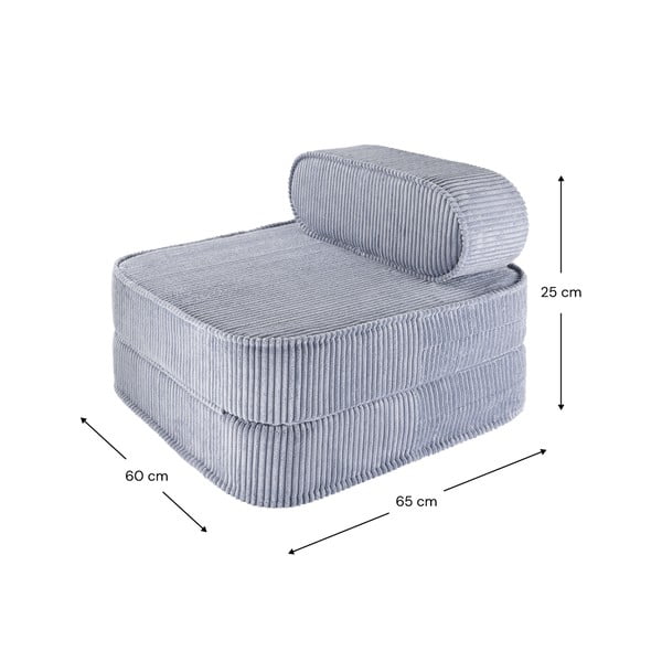 Fotoliu de copii albastru cu tapițerie din catifea reiată Flip – Wigiwama-image-4