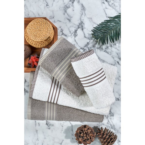Prosoape de baie crem/taupe 4 buc. din bumbac – Mila Home-image-4