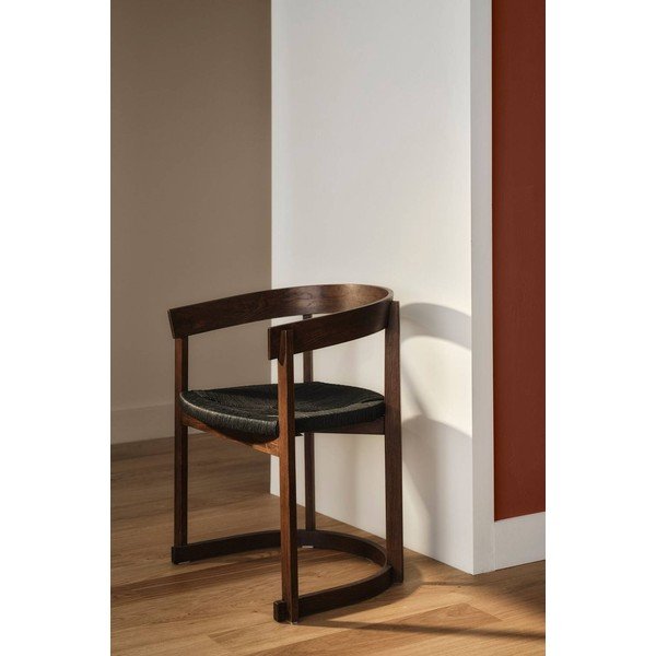 Scaun de dining în culoare naturală închisă cu cotiere din lemn de stejar Kungsholmen – Jotex-image-1