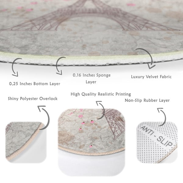 Covor rotund  roz deschis lavabil adecvat și  pentru aspiratoare robot   ø 120 cm Comfort – Mila Home-image-4