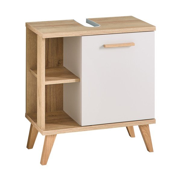 Dulap sub chiuvetă crem cu aspect de lemn de stejar 60,5x65 cm Quickset 966 – Pelipal