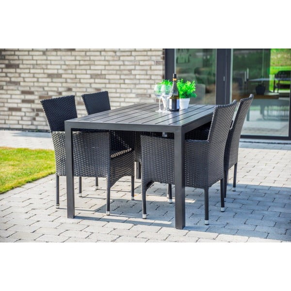 Masă de grădină cu blat artwood Bonami Selection Viking, 90 x 150 cm, negru-image-1