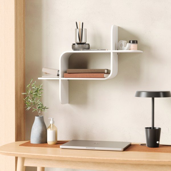 Raft alb etajat din lemn   de arbore de cauciuc 62 cm Montage – Umbra-image-4