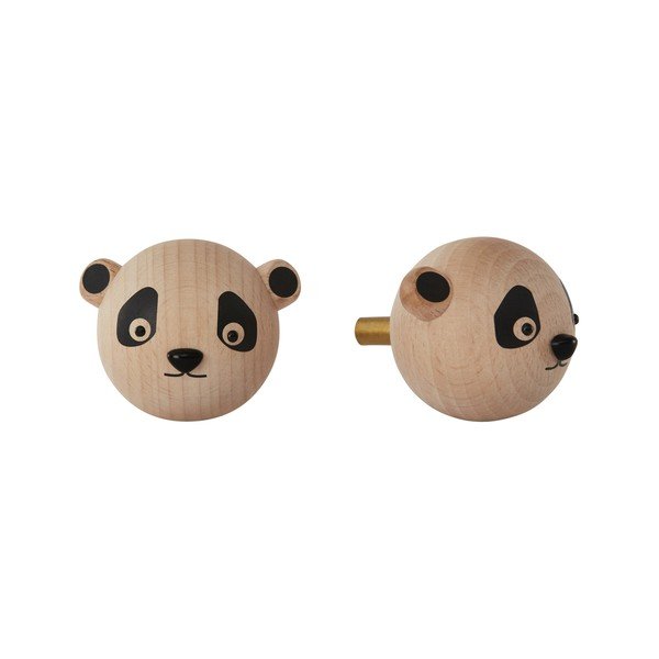 Cârlig în culoare naturală de montat pe perete din lemn de fag Panda – OYOY Mini