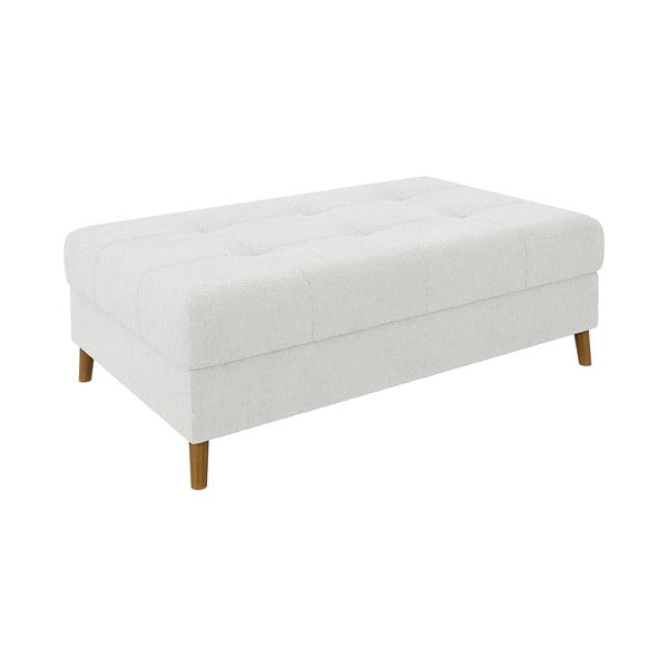 Taburet alb cu tapițerie din țesătură bouclé Ariella – Ropez