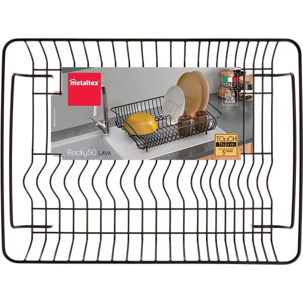 Scurgător vase din oțel inoxidabil Metaltex Rectangular Lava, negru-image-2