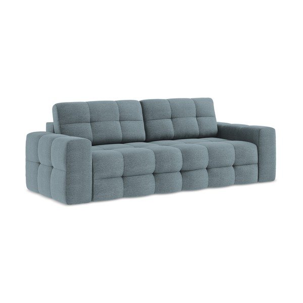 Canapea albastră extensibilă cu tapițerie din țesătură bouclé 255 cm Milu – Makamii-image-1