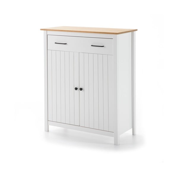 Comodă albă înaltă din lemn de pin 90x110 cm Miranda – Marckeric-image-2