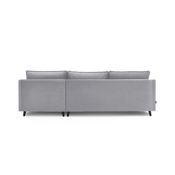 (calitate II) Canapea extensibilă cu șezlong pe partea stângă și husă din catifea Bobochic Paris Loft, gri deschis-image-4