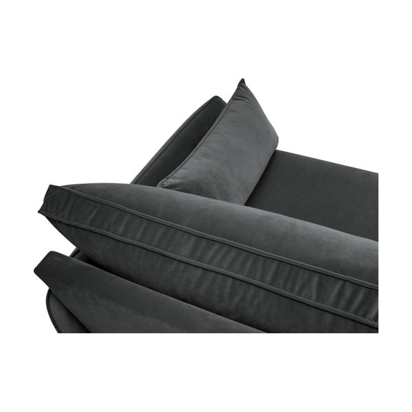 Canapea cu tapițerie din catifea Kooko Home Lento, 198 cm, gri închis-image-4