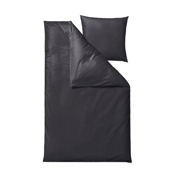 Lenjerie de pat din bumbac satinat pentru pat dublu Södahl Edge, 200 x 220 cm, gri închis