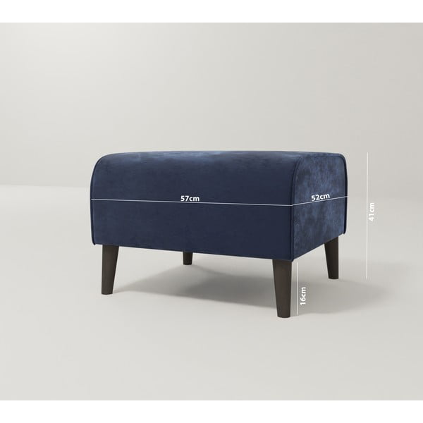 Taburet albastru închis cu tapițerie din catifea Carole – Ropez-image-3