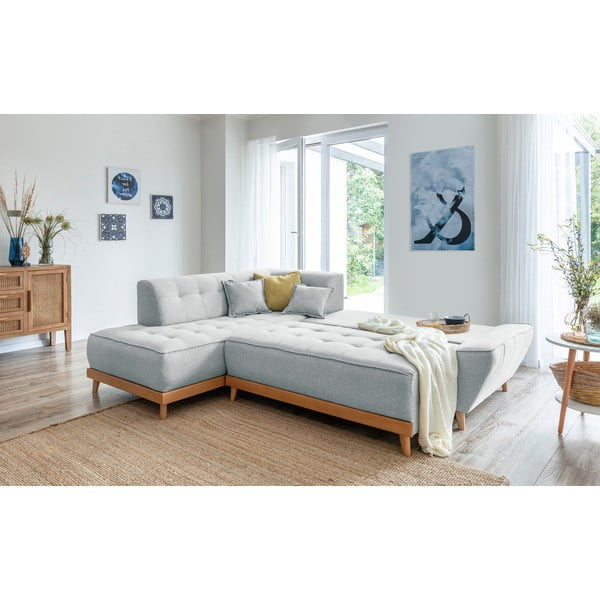 Colțar extensibil cu șezlong pe partea stângă Miuform Dazzling Daisy L, gri deschis-image-4