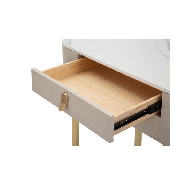 Masă consolă bej/aurie cu blat cu aspect de marmură 40x70 cm Beauty – Mauro Ferretti-image-1