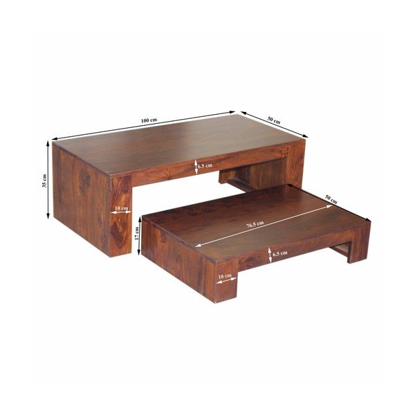 Set 2 mese TV din lemn de salcâm WOOX LIVING Jasper-image-1