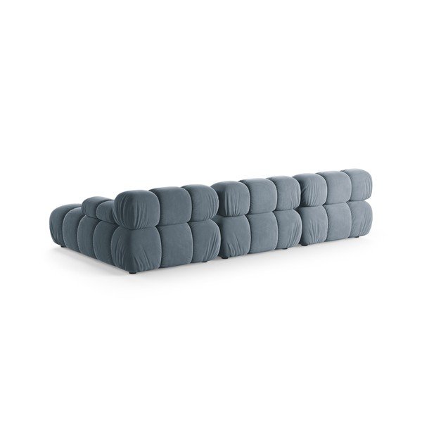 Colțar modular gri cu tapițerie din catifea (cu colț pe partea dreaptă/cu șezlong) – Micadoni -image-3