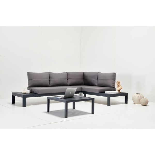 Set mobilier de grădină negru/gri din aluminiu pentru 3 persoane Verona – Floriane Garden-image-1