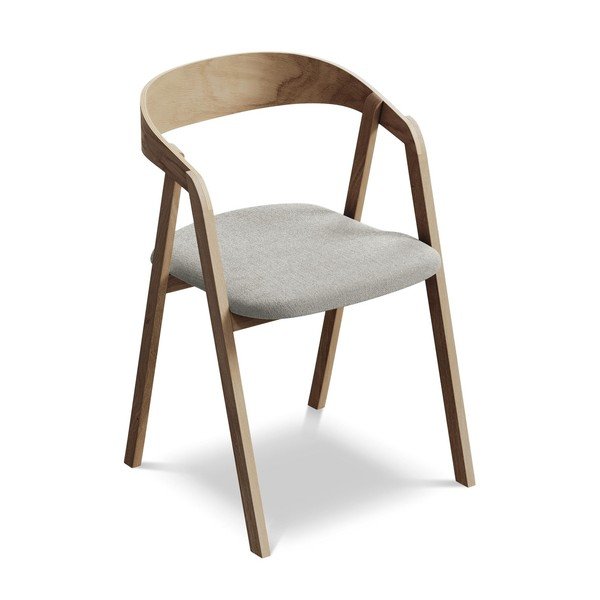 Scaun de sufragerie gri deschis din lemn masiv Erika – Makamii