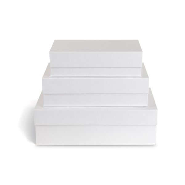 Cutii de depozitare albe 3 buc. din carton cu capac 42,5x29,5x13 cm Kian Paper Laminate – Bigso
