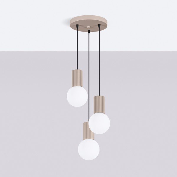 Lustră taupe cu abajur din sticlă ø 25 cm Orbital – Sollux-image-3