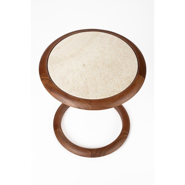 Măsuță auxiliară rotundă cu blat din piatră 41x45 cm Doppio – Zuiver-image-3