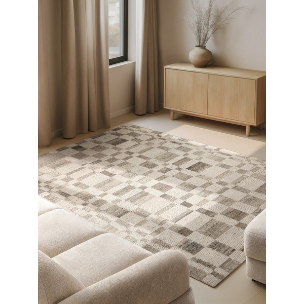 Covor crem țesut manual din lână 200x300 cm Boho 1.0 Structa – Vikosa-image-1
