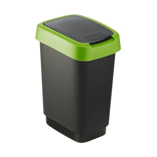 Coș de gunoi din plastic reciclat verde-negru 10 L Twist - Rotho