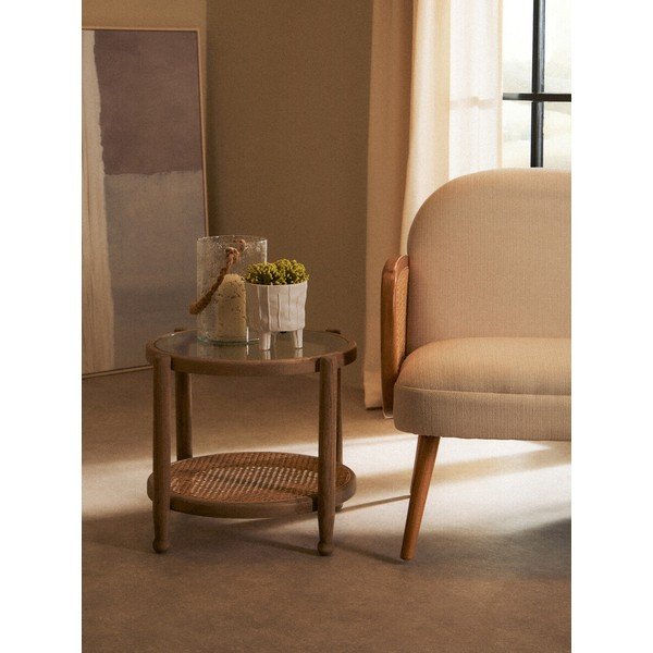 Măsuță auxiliară rotundă cu blat din sticlă ø 57 cm Cebu – Premier Housewares-image-1