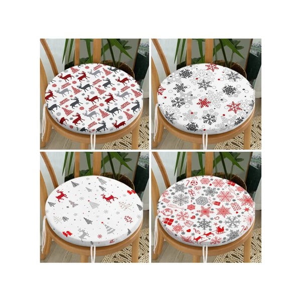 Perne de scaun 4 buc. ø 40 cm  cu model de Crăciun Snowflakes – Mila Home-image-1