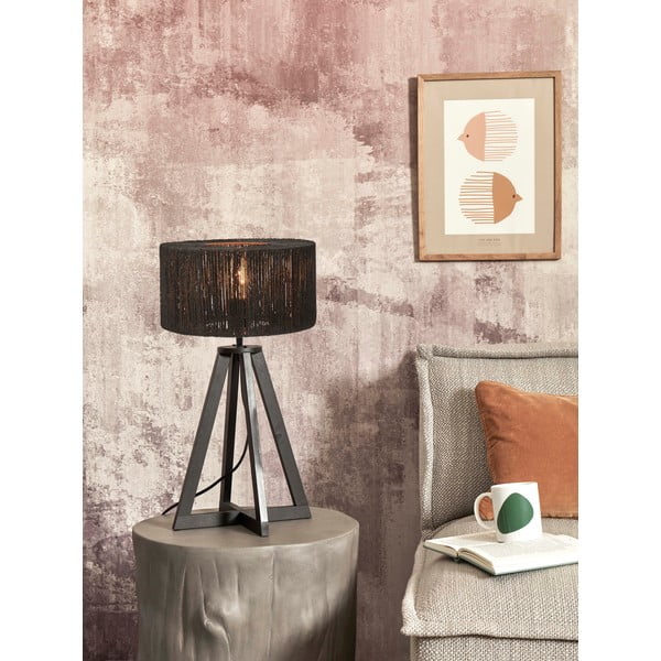 Veioză neagră cu abajur din iută (înălțime 51 cm) Iguazu – Good&Mojo-image-3