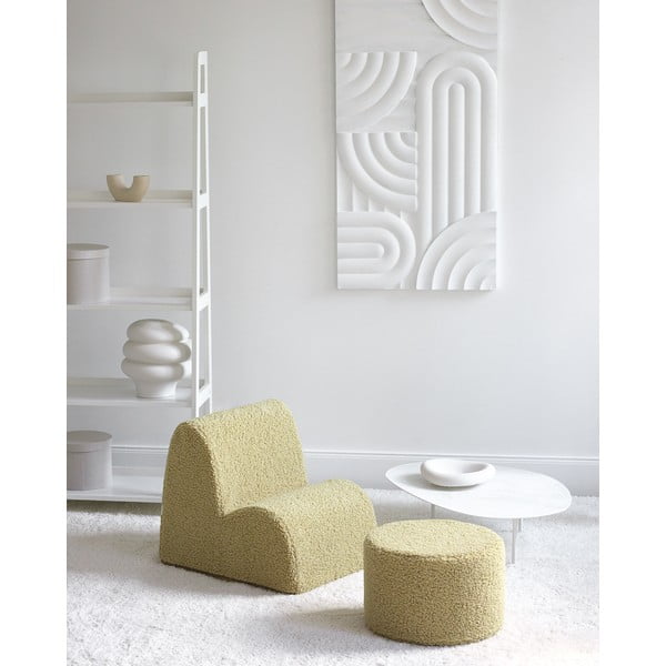 Puf de copii verde cu tapițerie din țesătură bouclé – Wigiwama-image-3