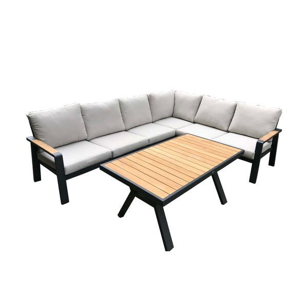 Set mobilier de grădină gri din aluminiu pentru 5 persoane Rotterdam – Rojaplast-image-2