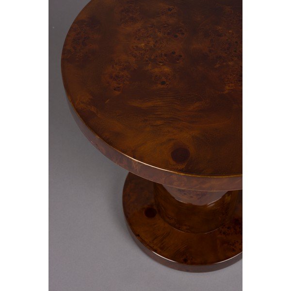 Măsuță auxiliară rotundă cu aspect de lemn de nuc ø 46 cm Quinn – Dutchbone-image-4