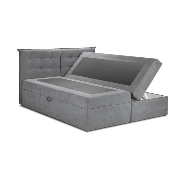Pat boxspring 200x200 cm gri cu spațiu de depozitare Echaveria – Mazzini Beds-image-2