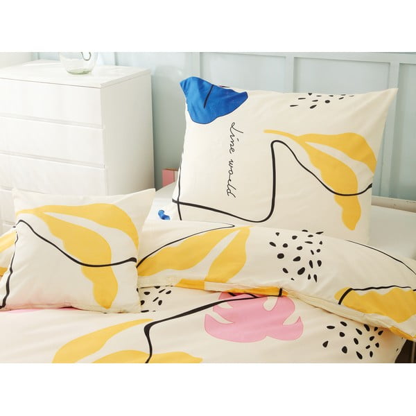 Lenjerie de pat din microsatin galbenă pentru pat de o persoană cu 3 piese 140x200 cm Sophia – My House-image-1