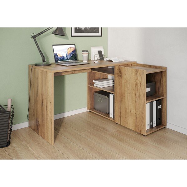 Birou cu aspect de stejar 129x107 cm Olvera - Germania-image-2