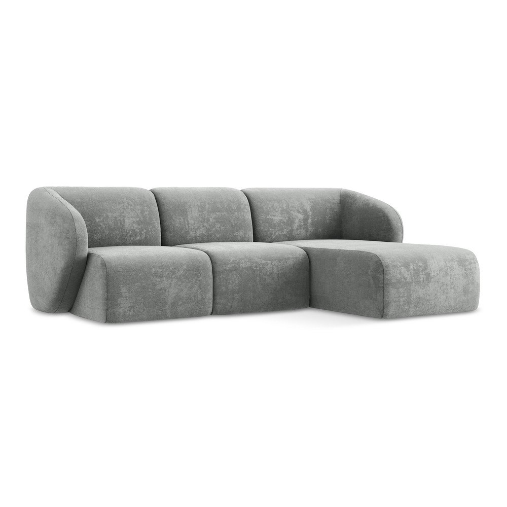 Colțar gri cu tapițerie din chenille (cu colț pe partea dreaptă/cu șezlong) Lani – Makamii