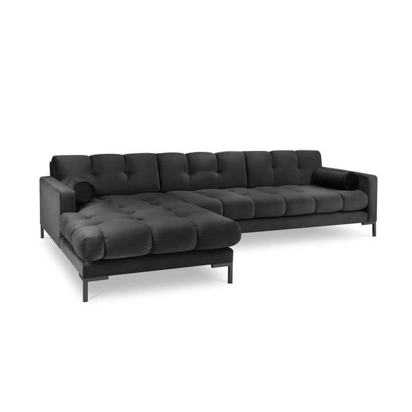 Colțar din catifea cu extensie pe partea stângă Cosmopolitan Design Bali, gri închis-image-2