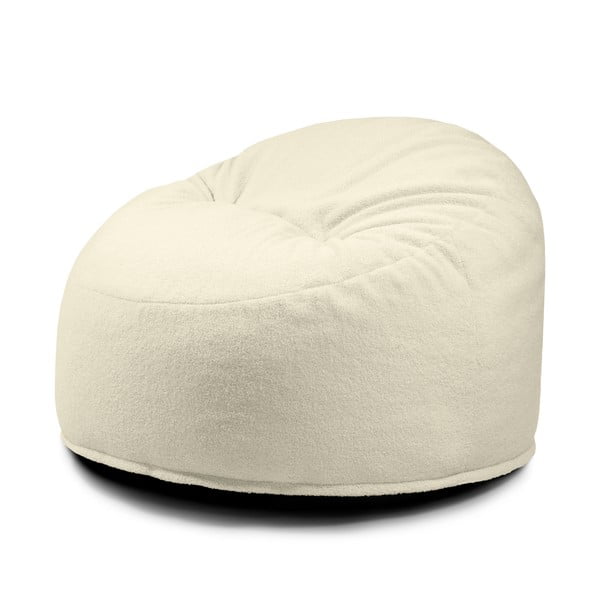 Fotoliu puf pentru copii crem cu tapițerie din țesătură bouclé Om 85 – SLOWDOWN